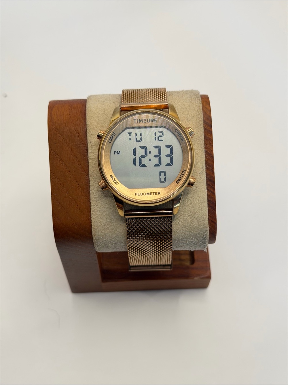 Timeure‎ TU2401 Gold Pedometer Calories Mileage, Mesh Band